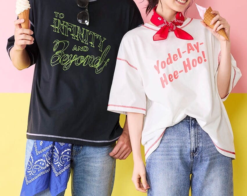 配色ステッチプリントTシャツ 「トイ・ストーリー」 着用イメージ