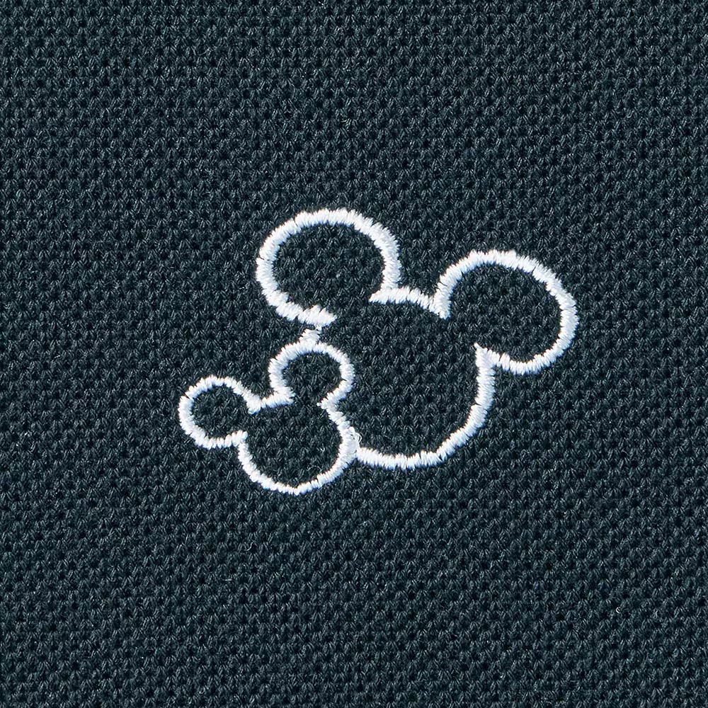 刺繍ポロシャツ　ミッキーモチーフ　ブラック　デザインアップ