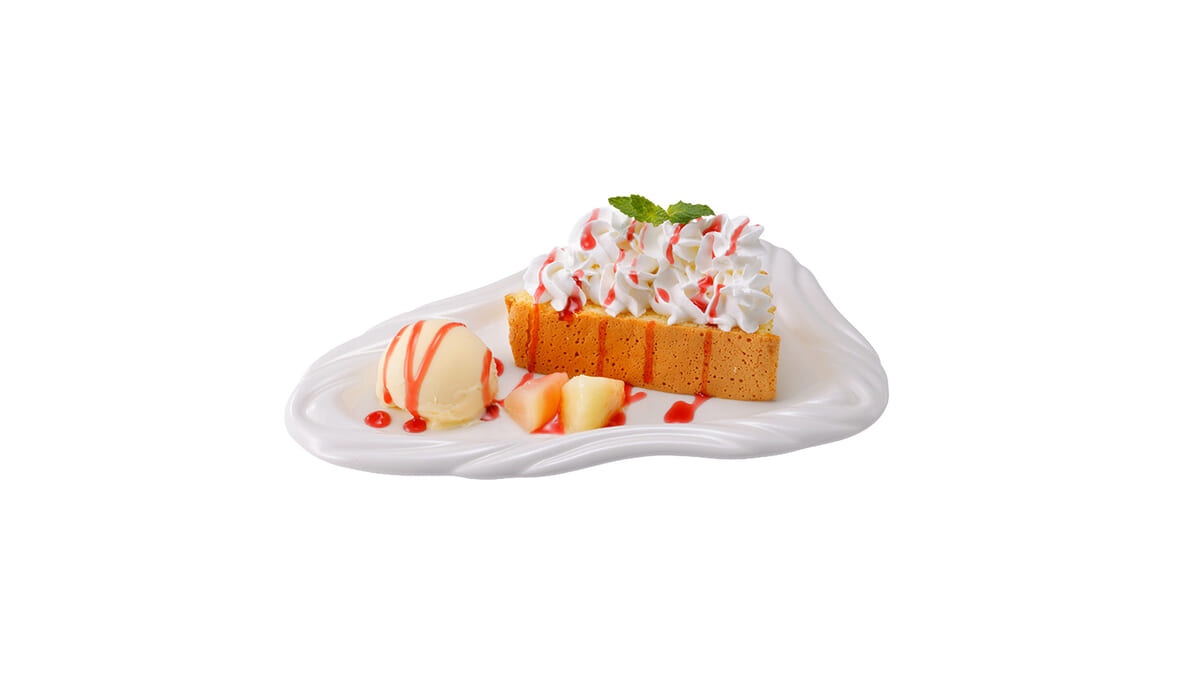 バニラアイスのピーチシフォンプレート
