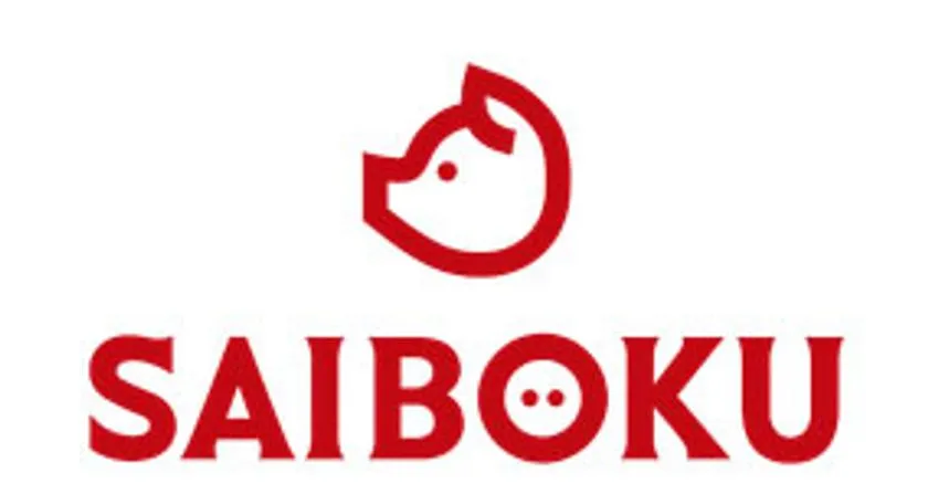 赤い豚の顔アイコンと大きなSAIBOKU文字で構成されたサイボクのロゴ画像