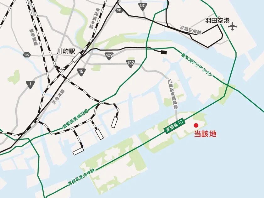 東扇島周辺のアクセスマップ
