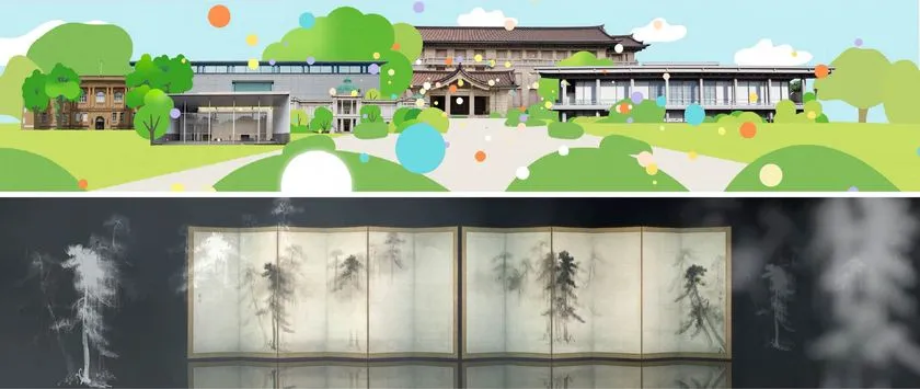 施設イラストと日本美術作品の紹介