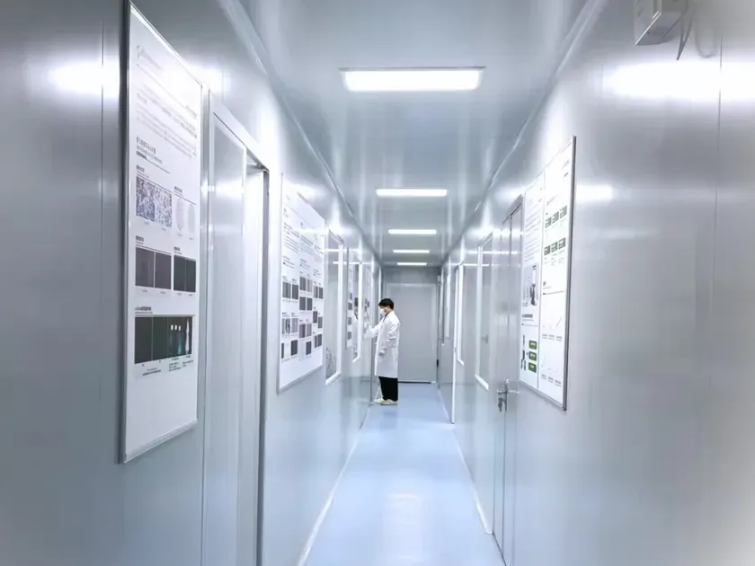 初代細胞研究施設のクリーンルーム通路