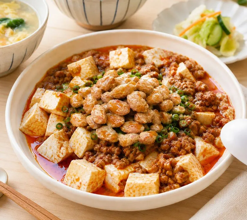 大粒納豆マーボー豆腐