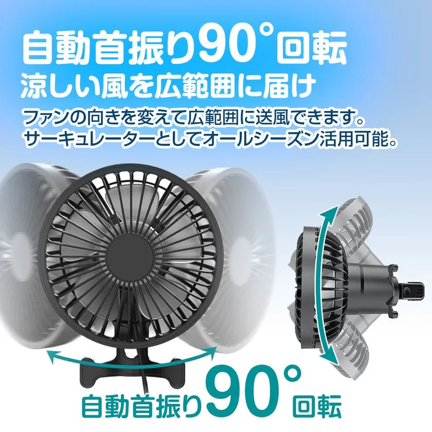自動首振り90°回転