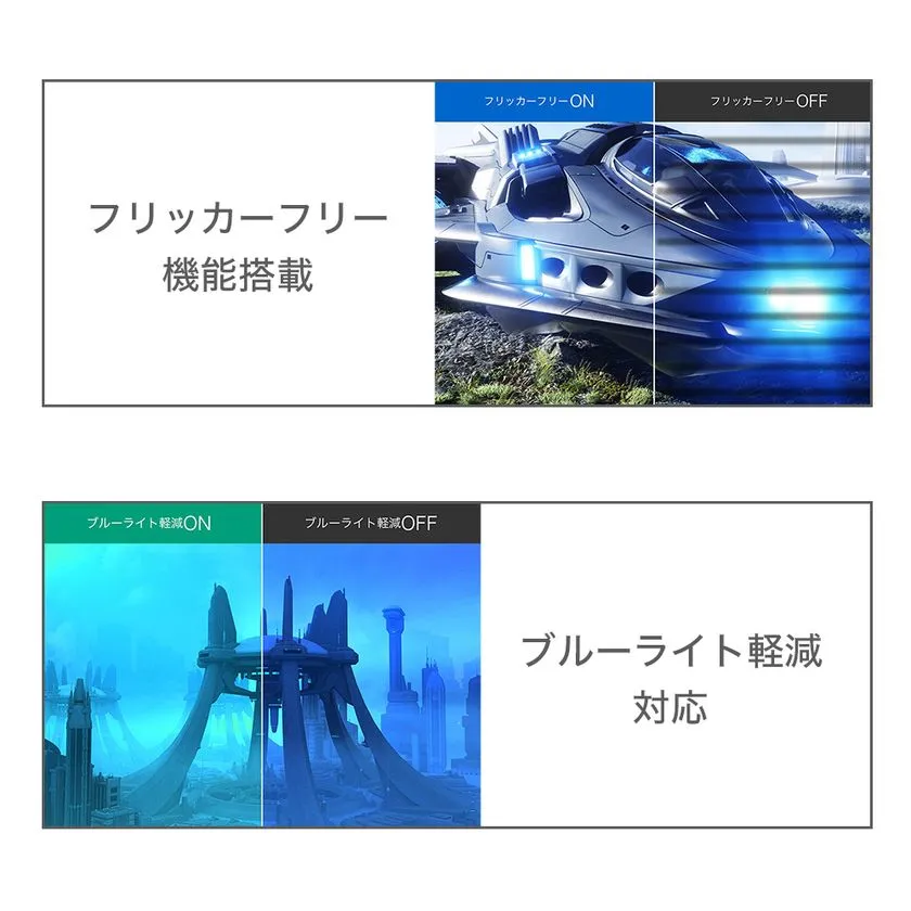 フリッカーフリー・ブルーライト軽減