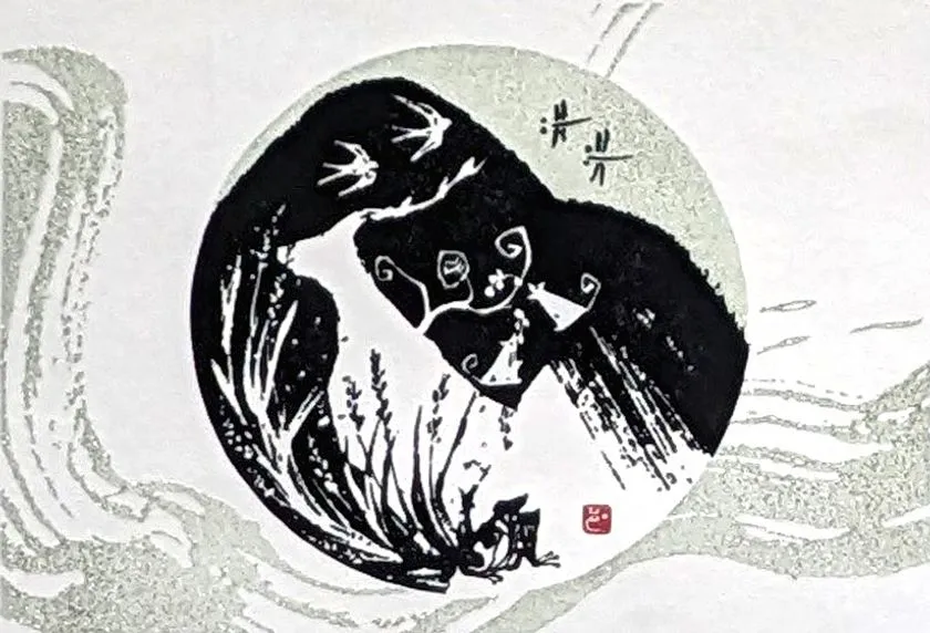 白黒の円形構図作品