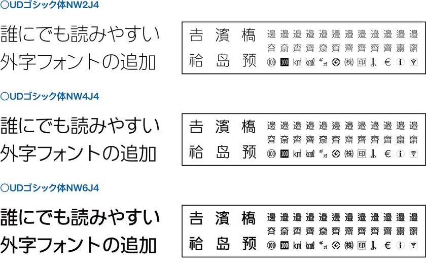UDゴシック体NW2J4・NW4J4・NW6J4