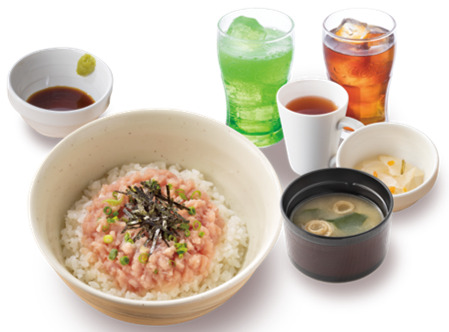 ねぎとろ丼（味噌汁・漬物付き）&ドリンクバーセット