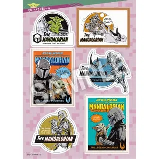 モノクロ線画とポスター調デザインのマンダロリアンシール