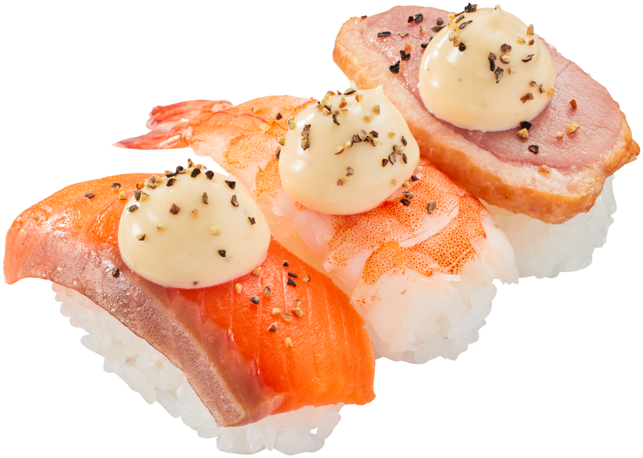 「3種のトリュフマヨ寿司食べ比べ」の握り寿司