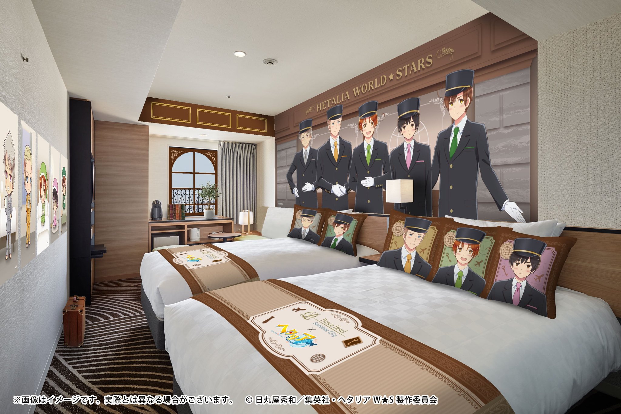 「Entrance Side」ルームに描かれたイタリア、ドイツ、日本、プロイセン、ロマーノ