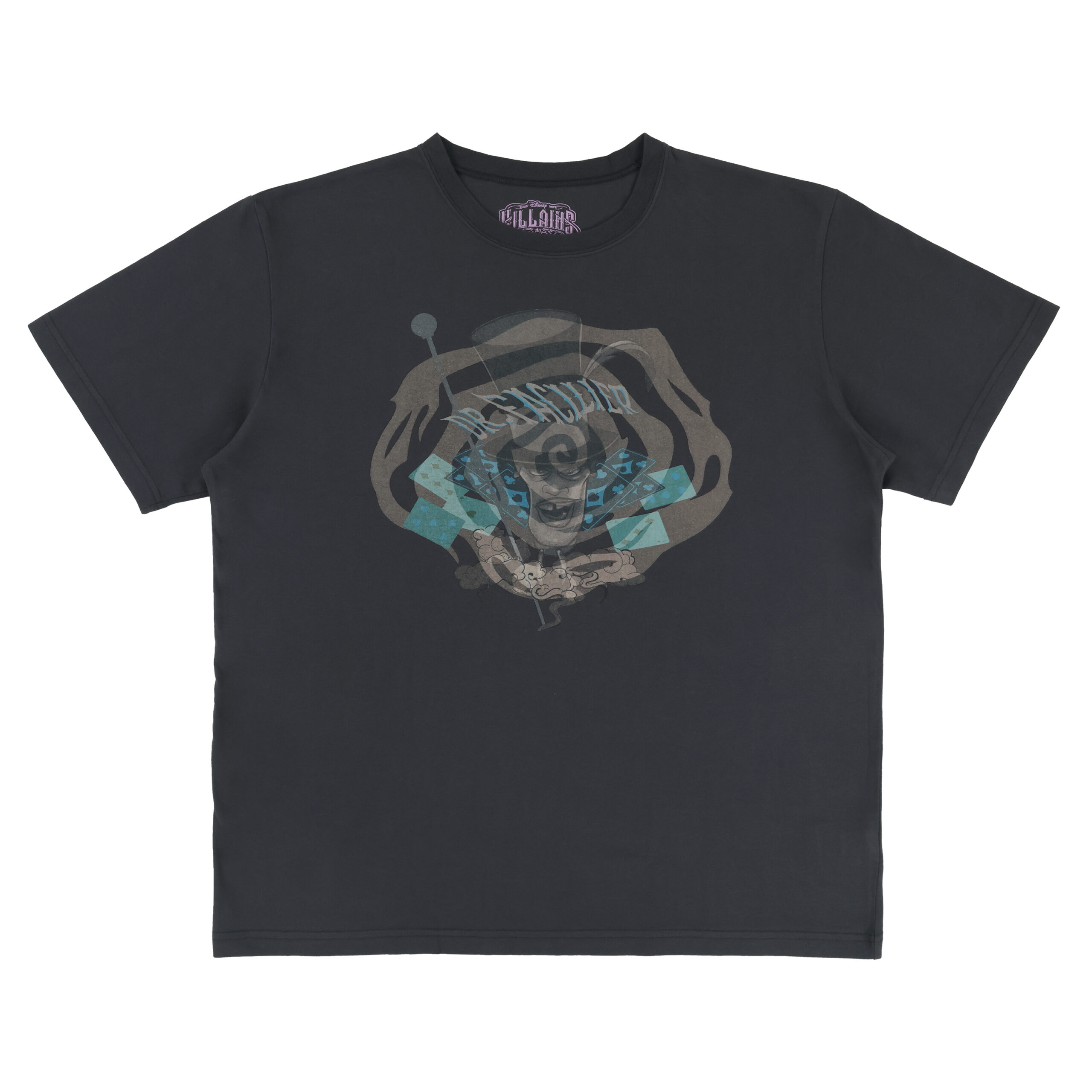 「DR.FACILIER」ロゴとトランプ、ステッキがデザインされたブラックのTシャツ