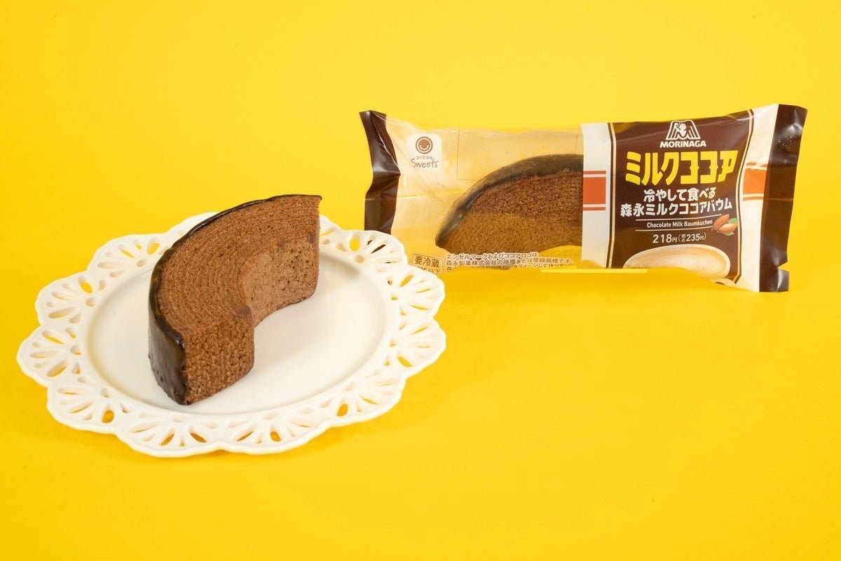 森永ミルクココアバウムの断面とパッケージ