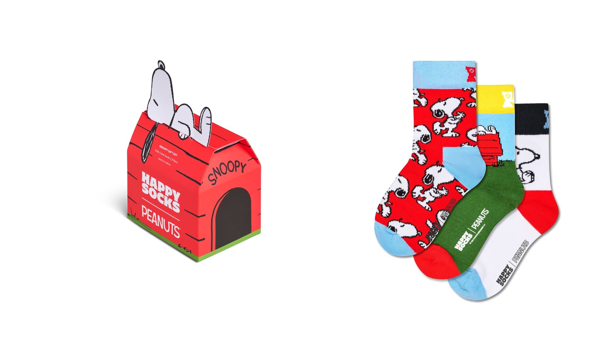 キッズ「GIFT BOX」3足セットのパッケージとクルー丈 ソックス