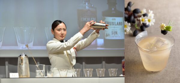 實野愛氏の競技シーンと受賞カクテル「ラ・ヴィーダ」