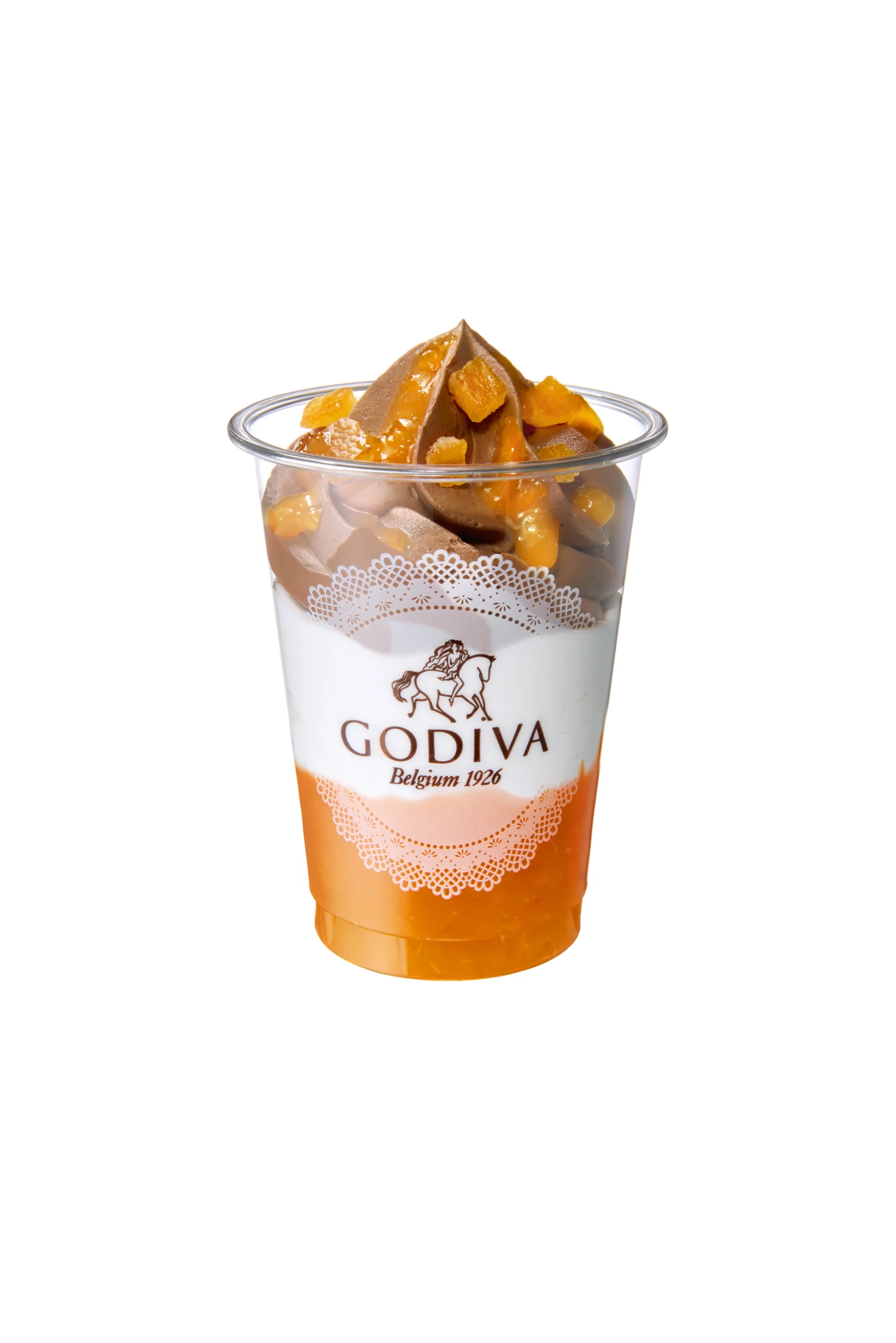 「ダークチョコレート せとか オランジェ ソフトクリーム」のカップ