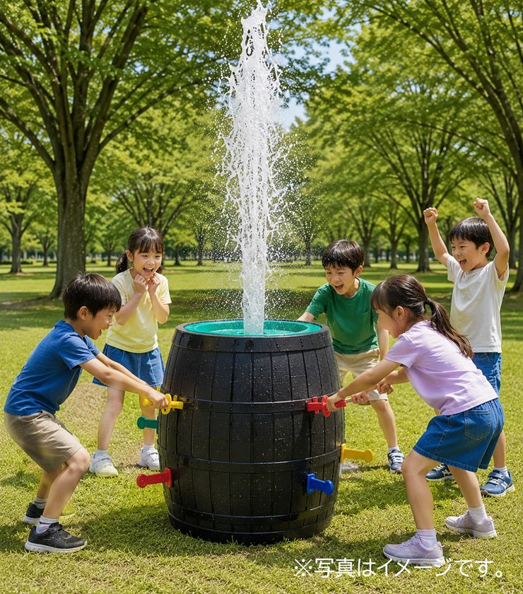 水遊び場の噴水危機一髪