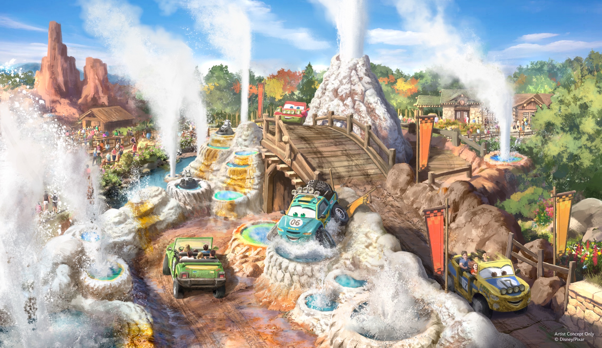 Cars Ridge Run Rally 間欠泉ゾーンのコンセプトアート