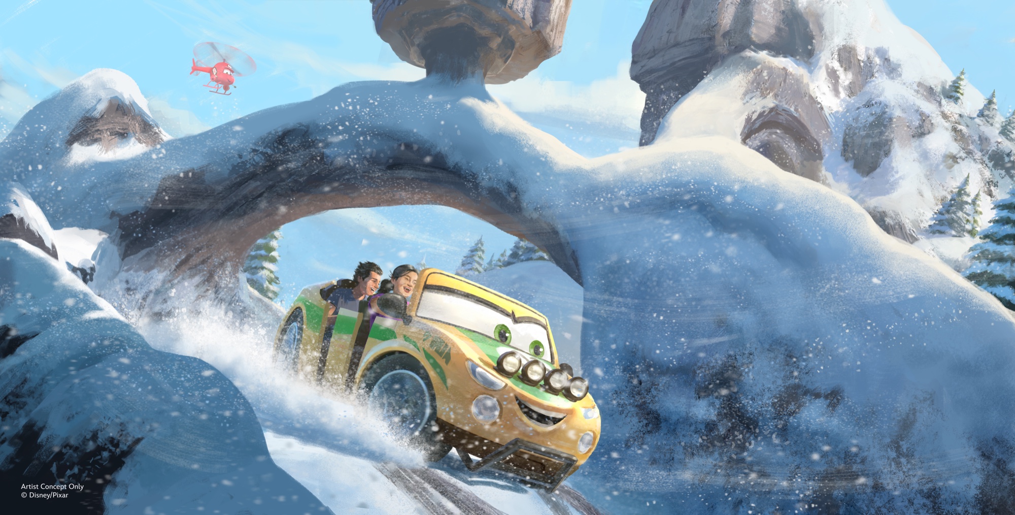 Cars Ridge Run Rally 雪に覆われた頂上のコンセプトアート