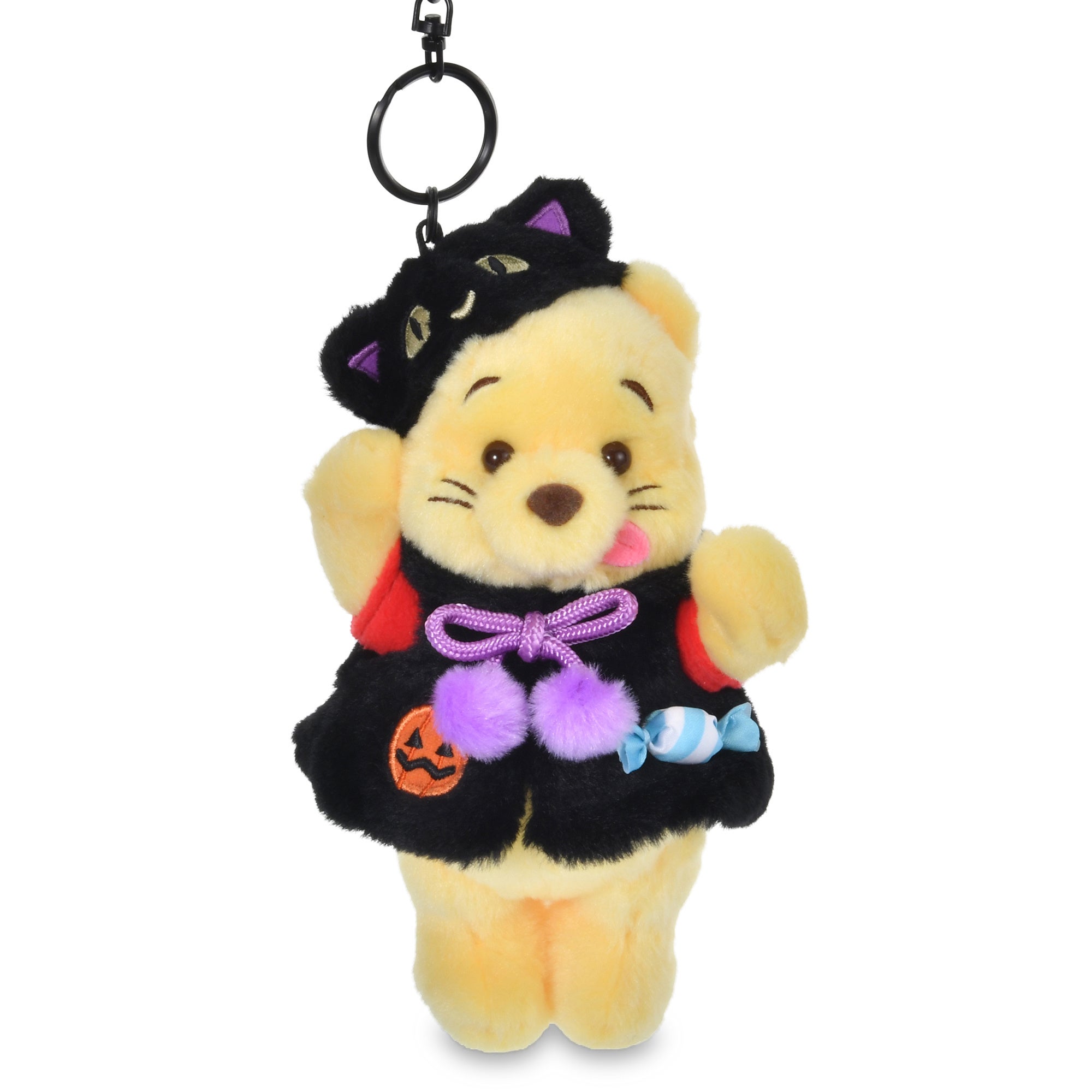 ディズニーストア「DISNEY HALLOWEEN」黒猫に仮装したプーさんのぬいぐるみキーチェーン