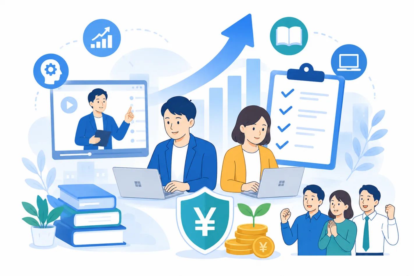 研修受講後の業務効率化を象徴するイラスト