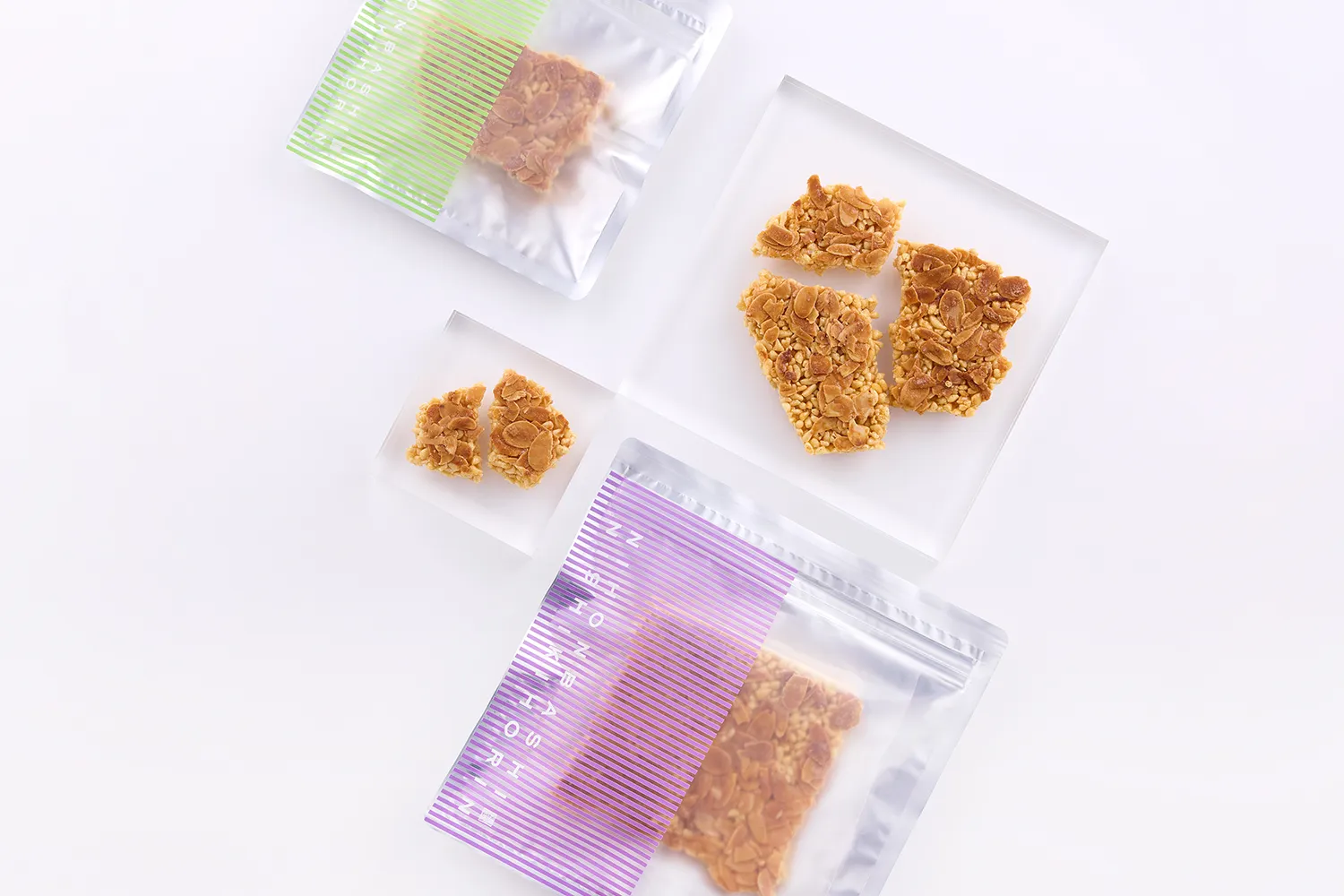「okoshi+ フロランタン」70gと30gの2種パッケージ