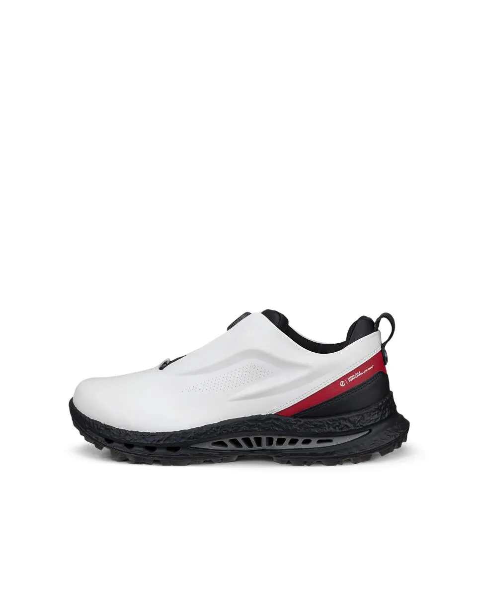 白地に黒と赤のアクセントを配した「ECCO GOLF BIOM C5 PREMIUM」