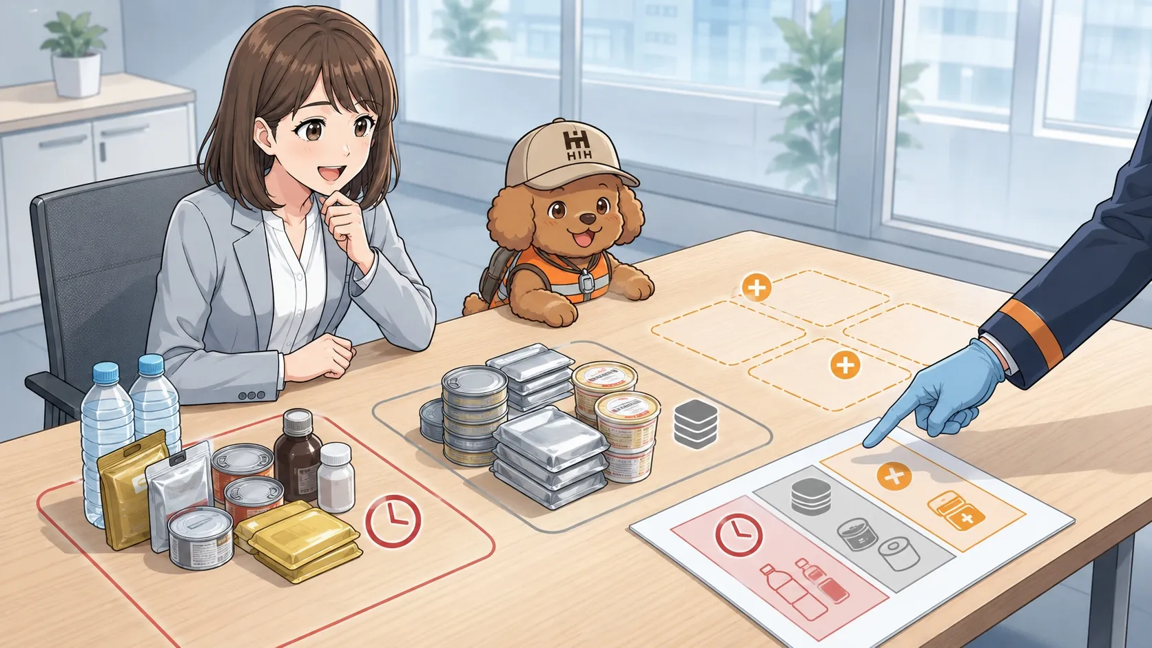 期限や過不足を仕分ける備蓄品の点検作業