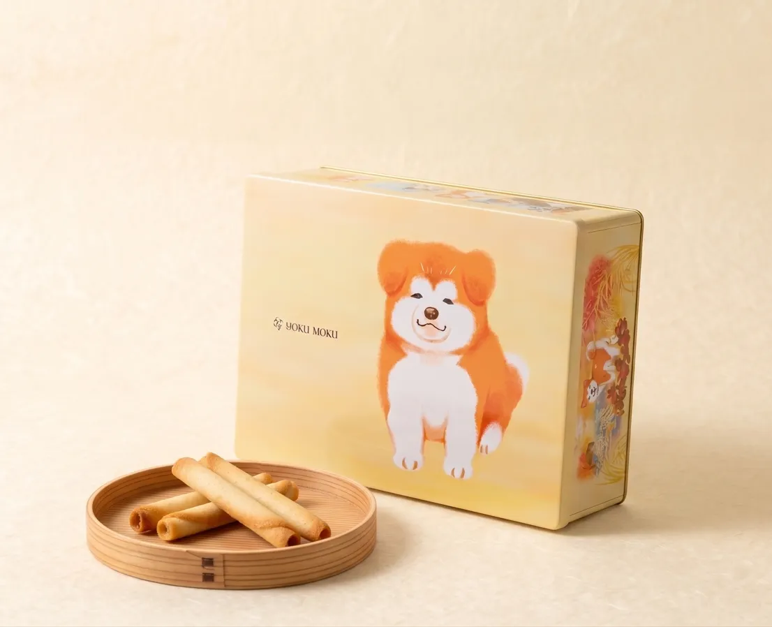 「プティ シガール Akita ～Four Seasons Story～」の秋田犬デザイン缶