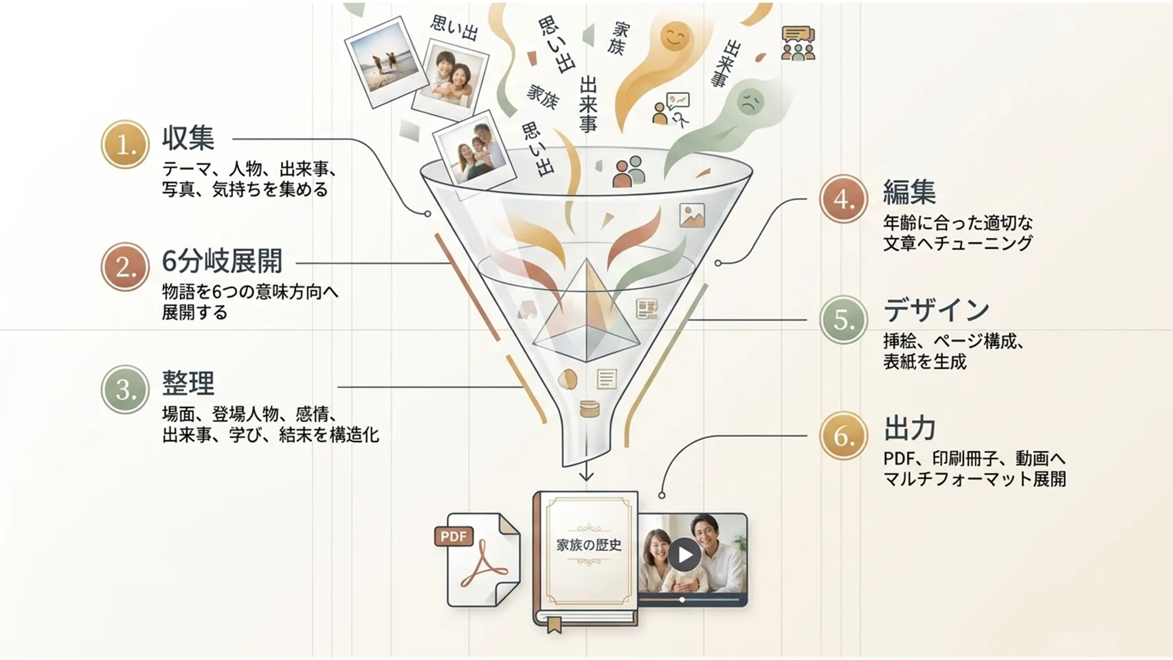 情報整理から出力までのフロー図