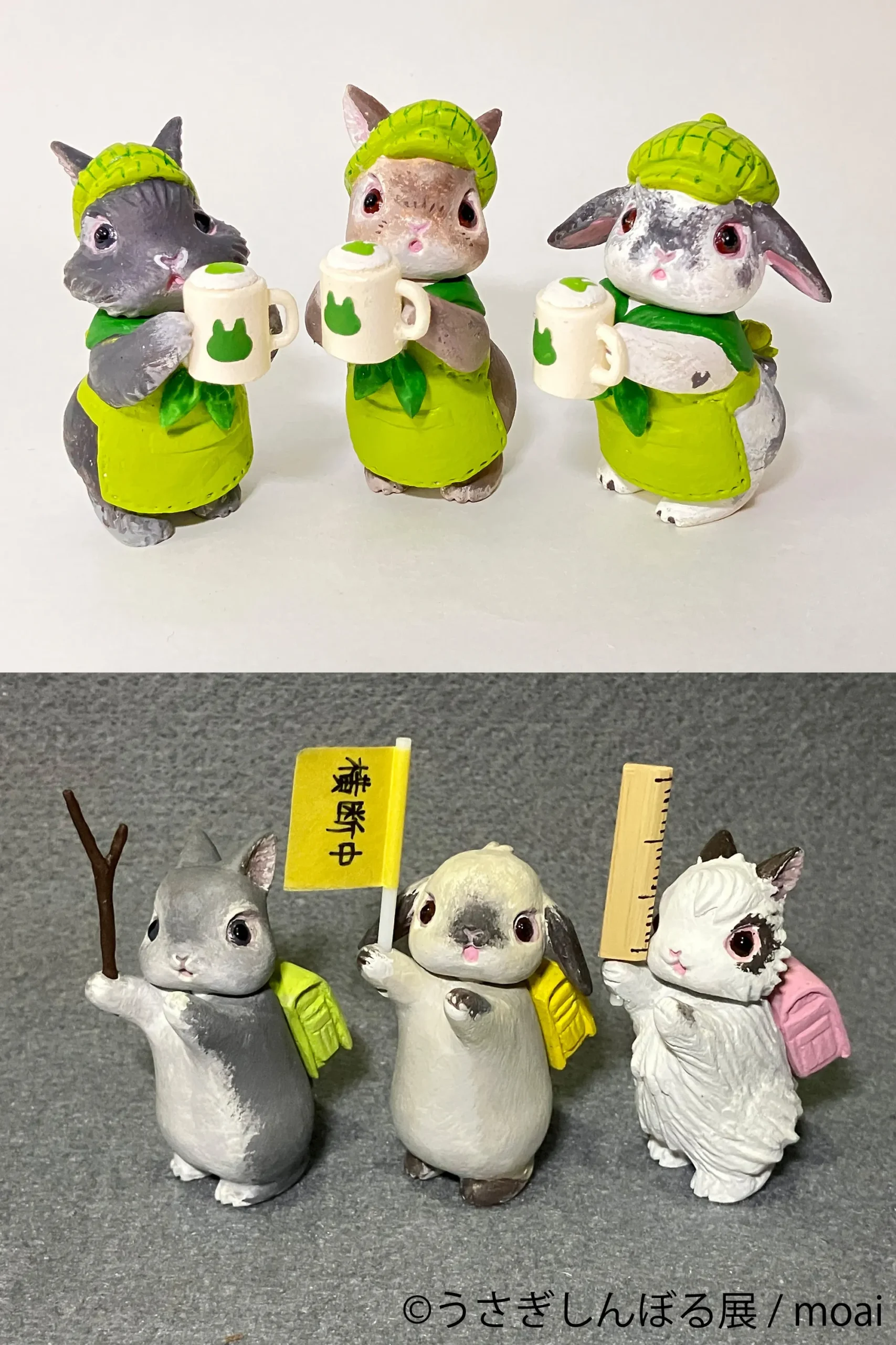 moaiのマグカップを持つうさぎフィギュア