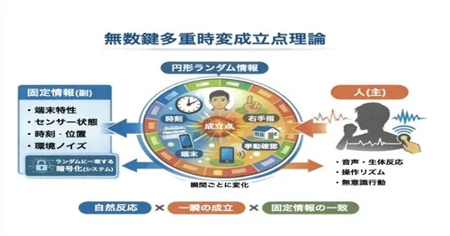 「無数鍵多重時変成立点理論」の概念モデル図