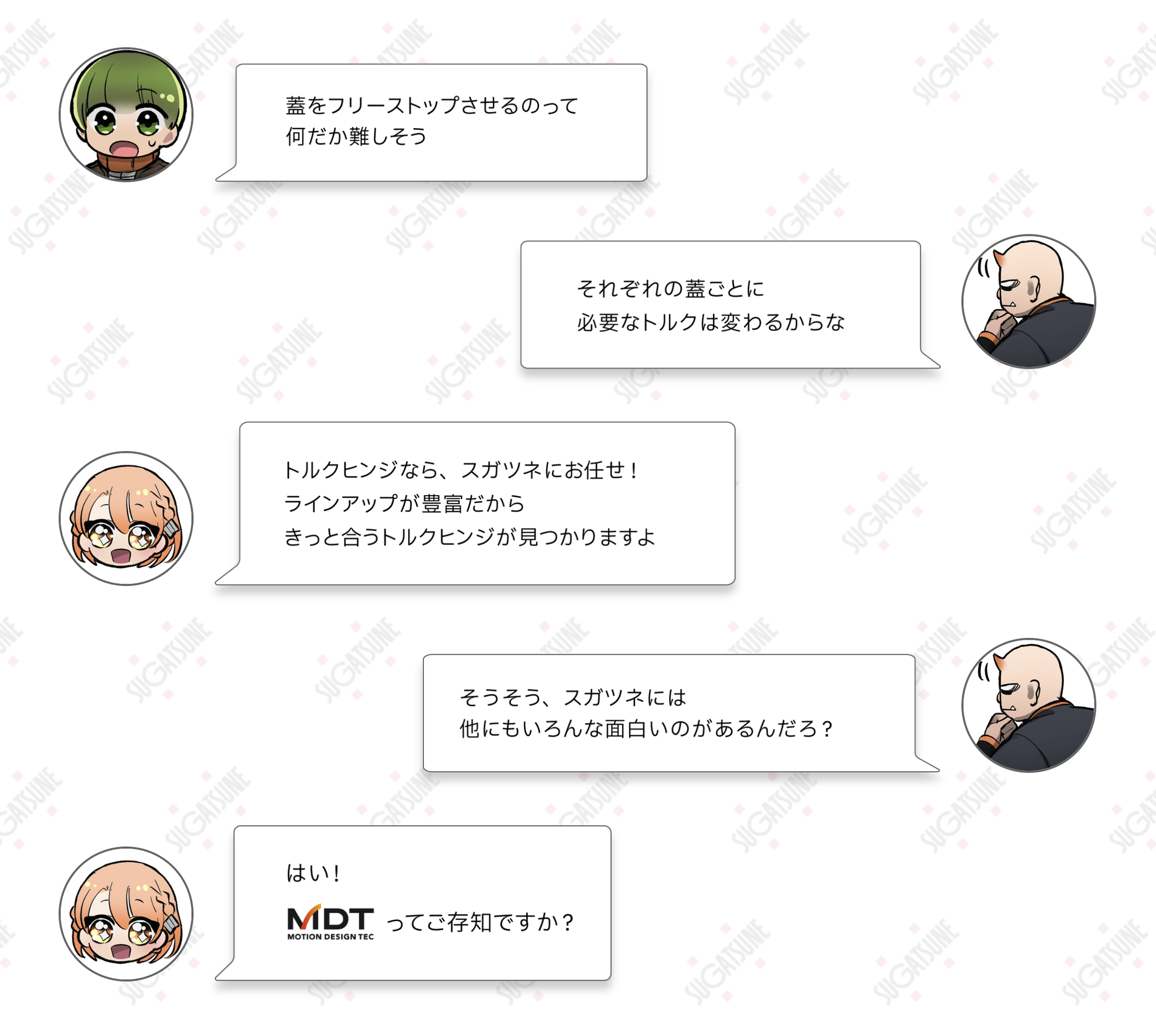 フリスたちキャラクターの掛け合いシーン