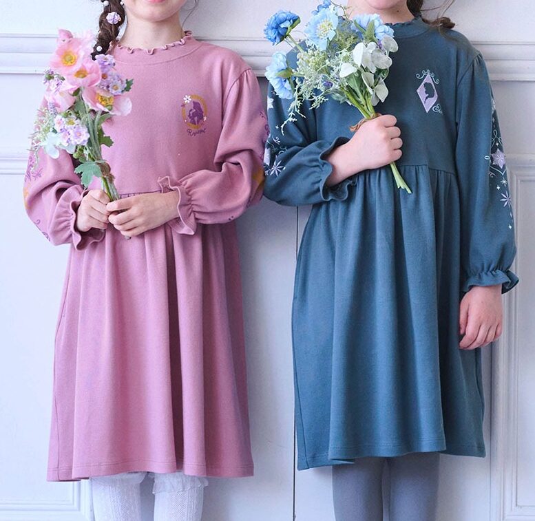 袖プリントワンピース