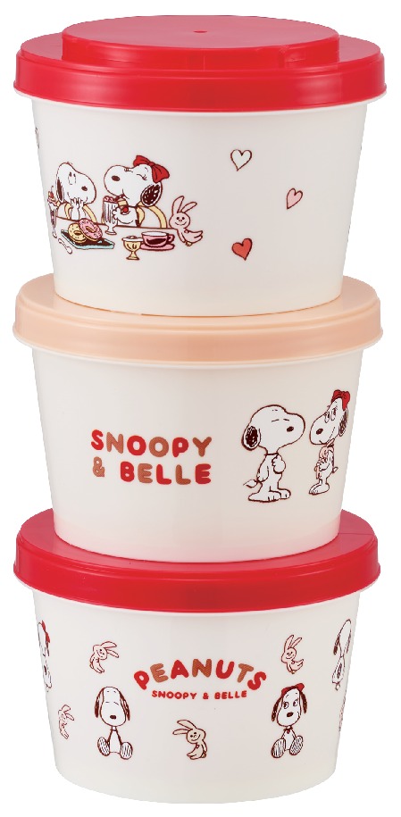 スケーター SNOOPY&BELLE ジョイント式薄肉保存容器3Pセット