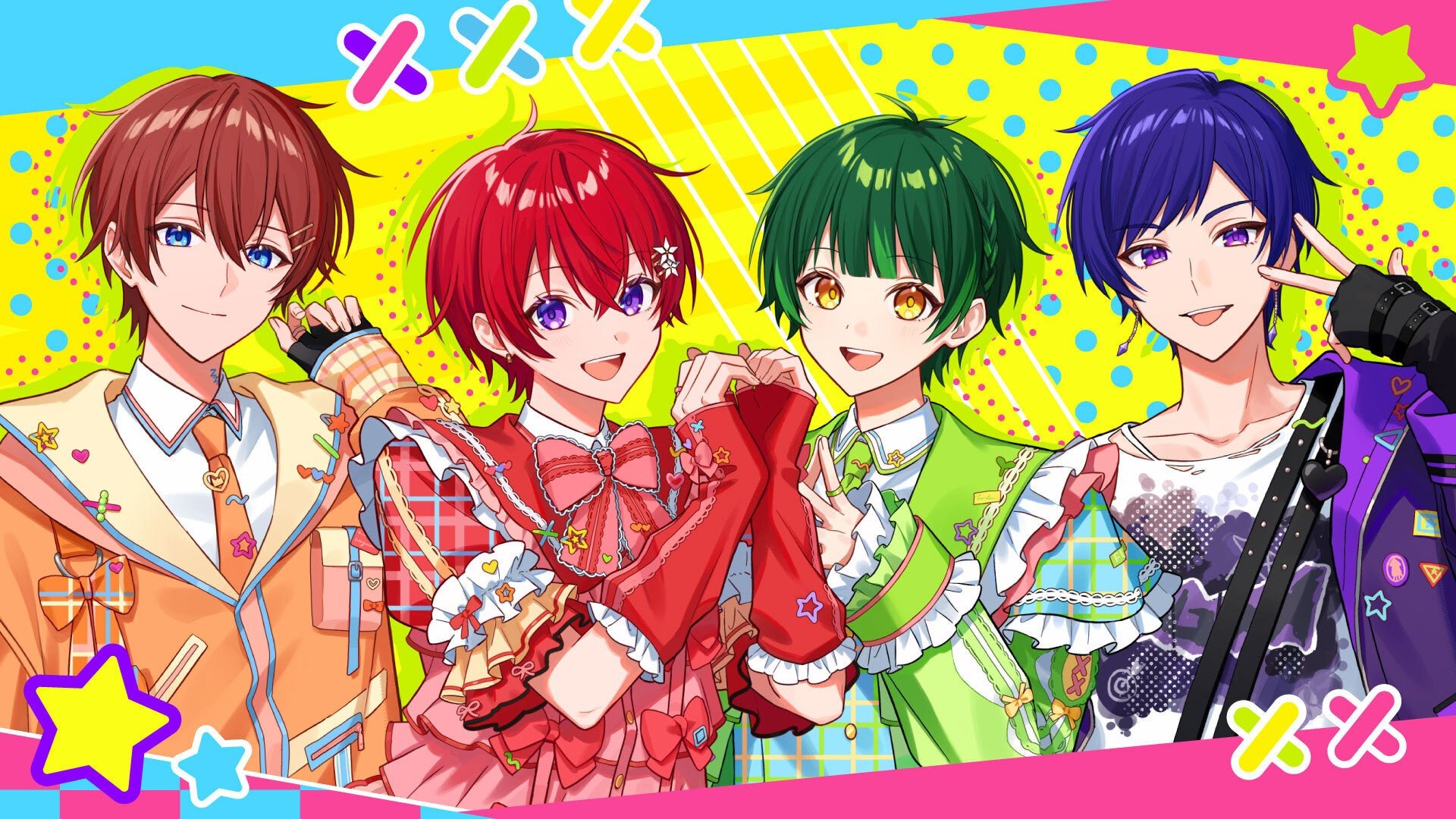 すたぽらメンバー4人の集合イラスト