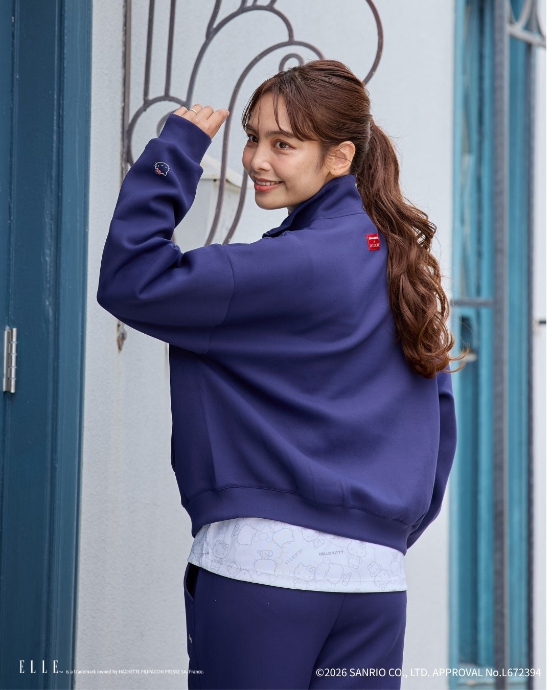 ハローキティ×ELLE SPORT ハーフジッププルオーバー