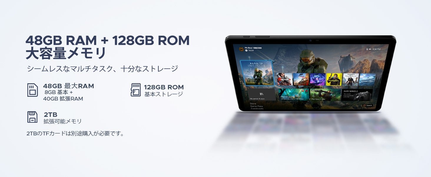 48GB RAM+最大40GB拡張、128GBストレージ+最大2TB TFカード対応