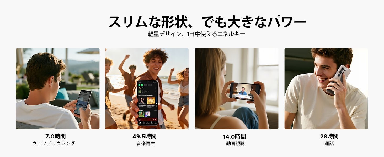 DOOGEE NOTE56X 利用シーン別バッテリー持続時間