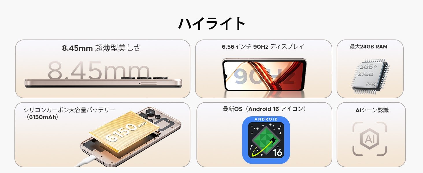 DOOGEE NOTE56X ハイライト機能一覧