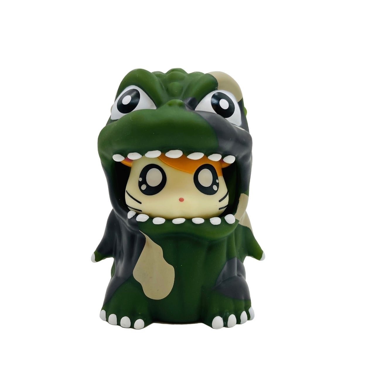 ゴジラ着ぐるみ型フードをかぶったキャラクターフィギュア