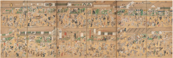 「月次風俗諸職図屏風」(右隻)
