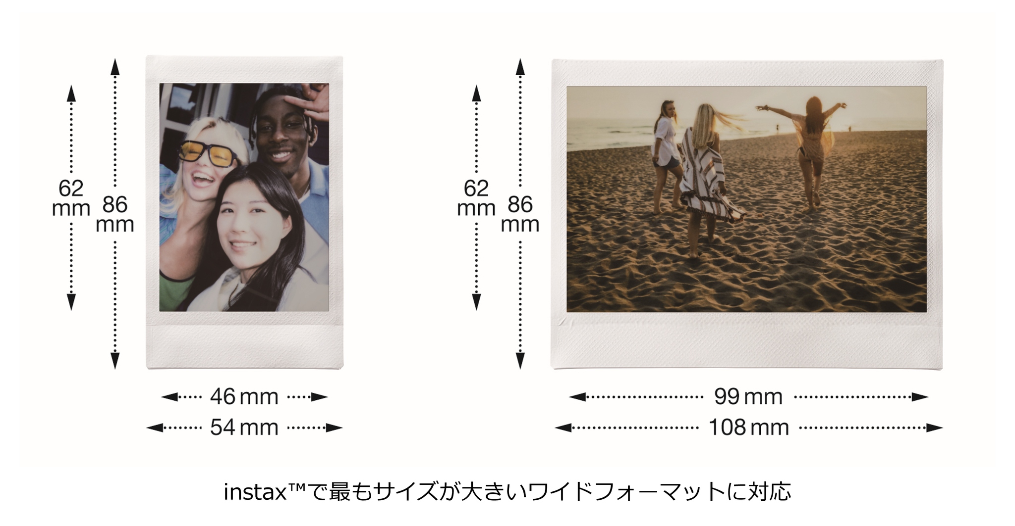ミニフォーマットとワイドフォーマットのサイズ比較