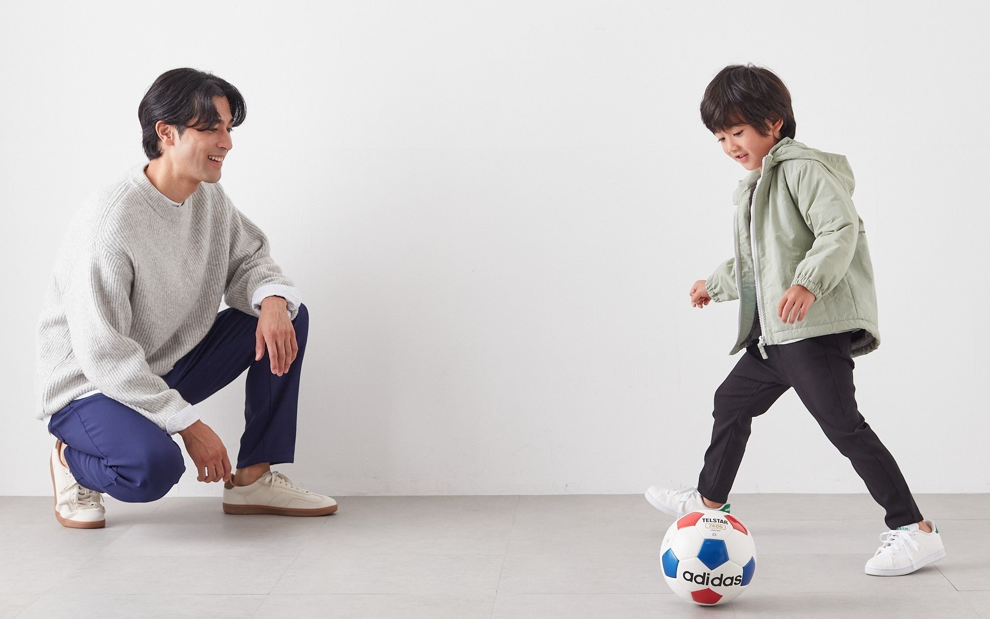 メンズ・キッズラインの裏起毛パンツ着用イメージ