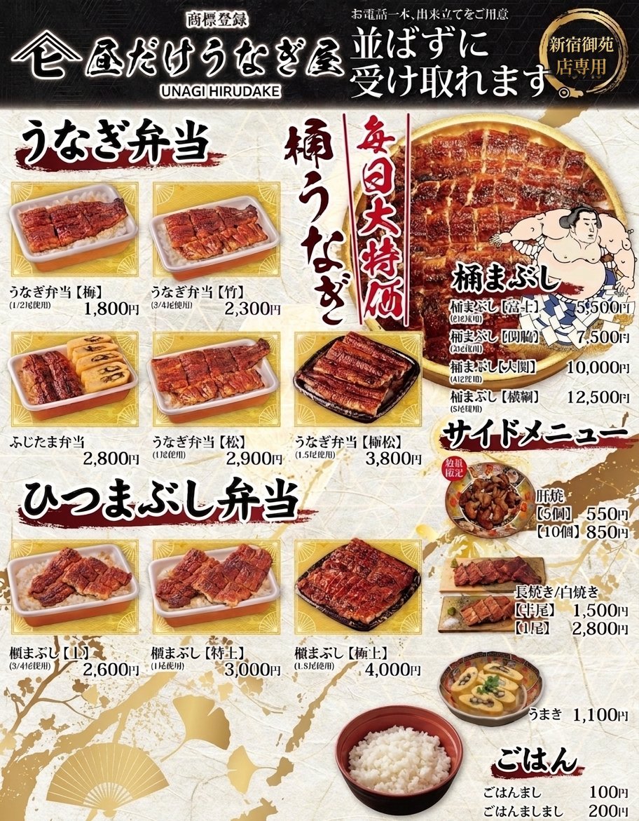 うなぎ弁当・ひつまぶし弁当メニュー