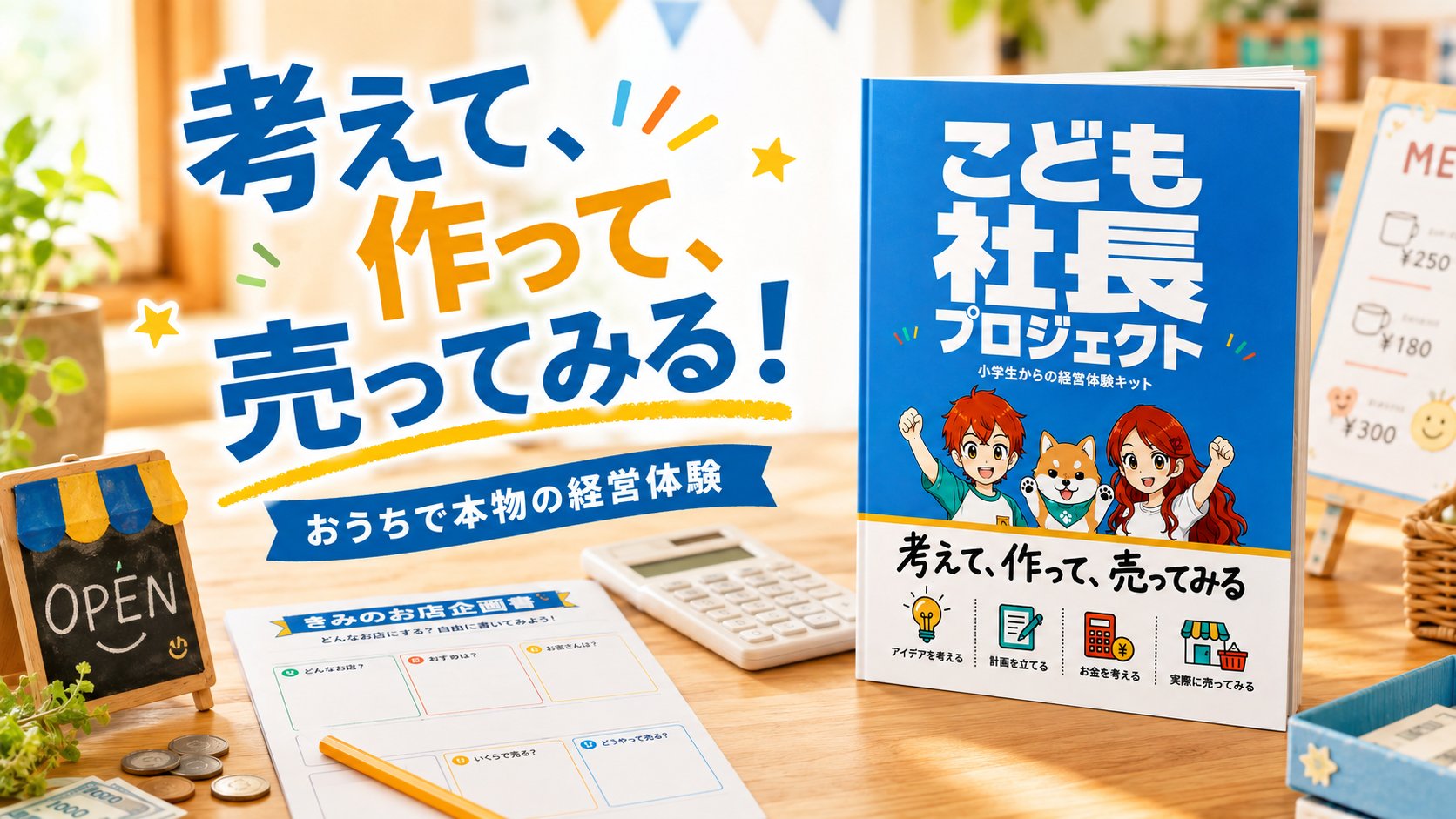 こども社長プロジェクト 表紙とワークシート紹介ビジュアル