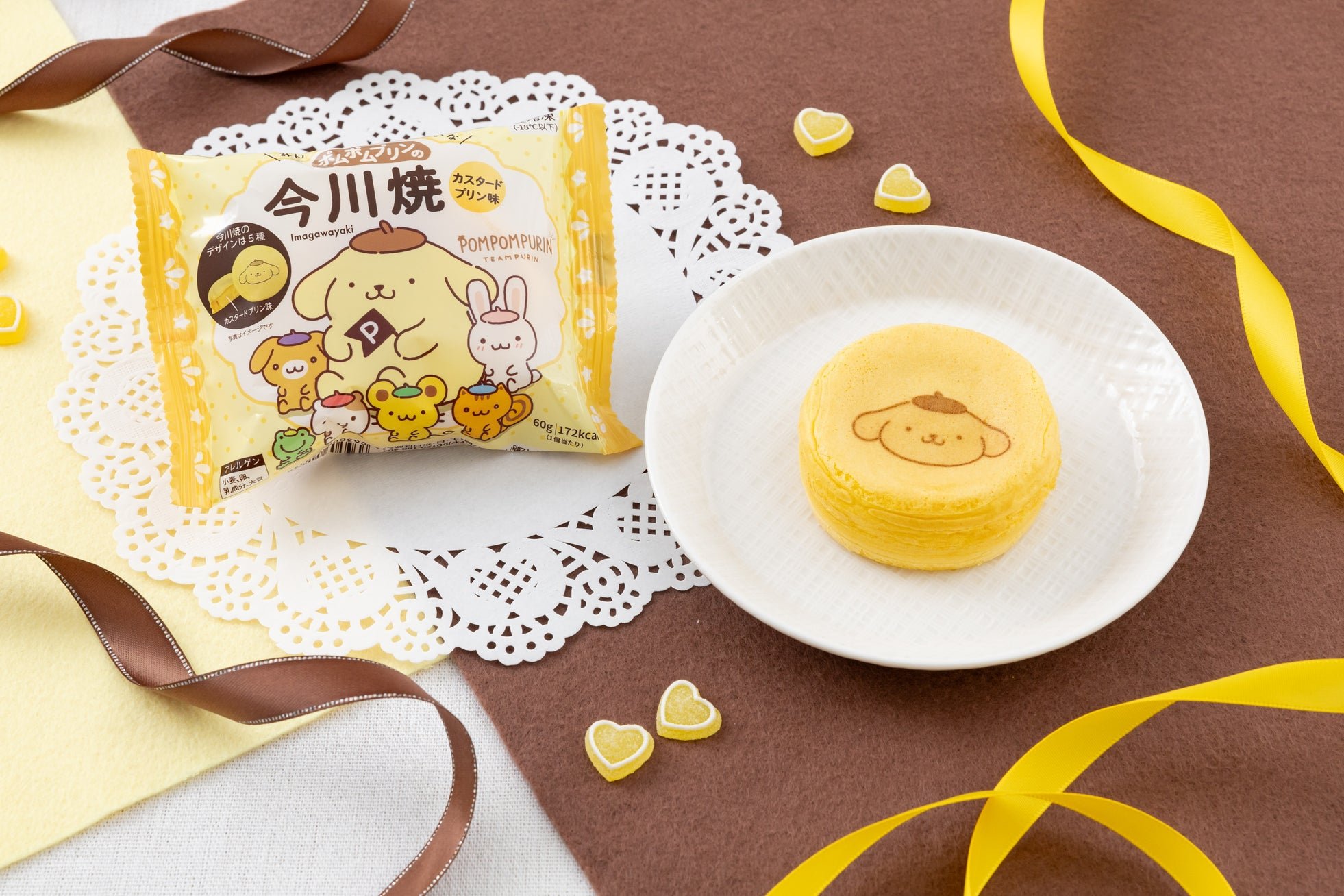 ポムポムプリンの今川焼のパッケージと実物