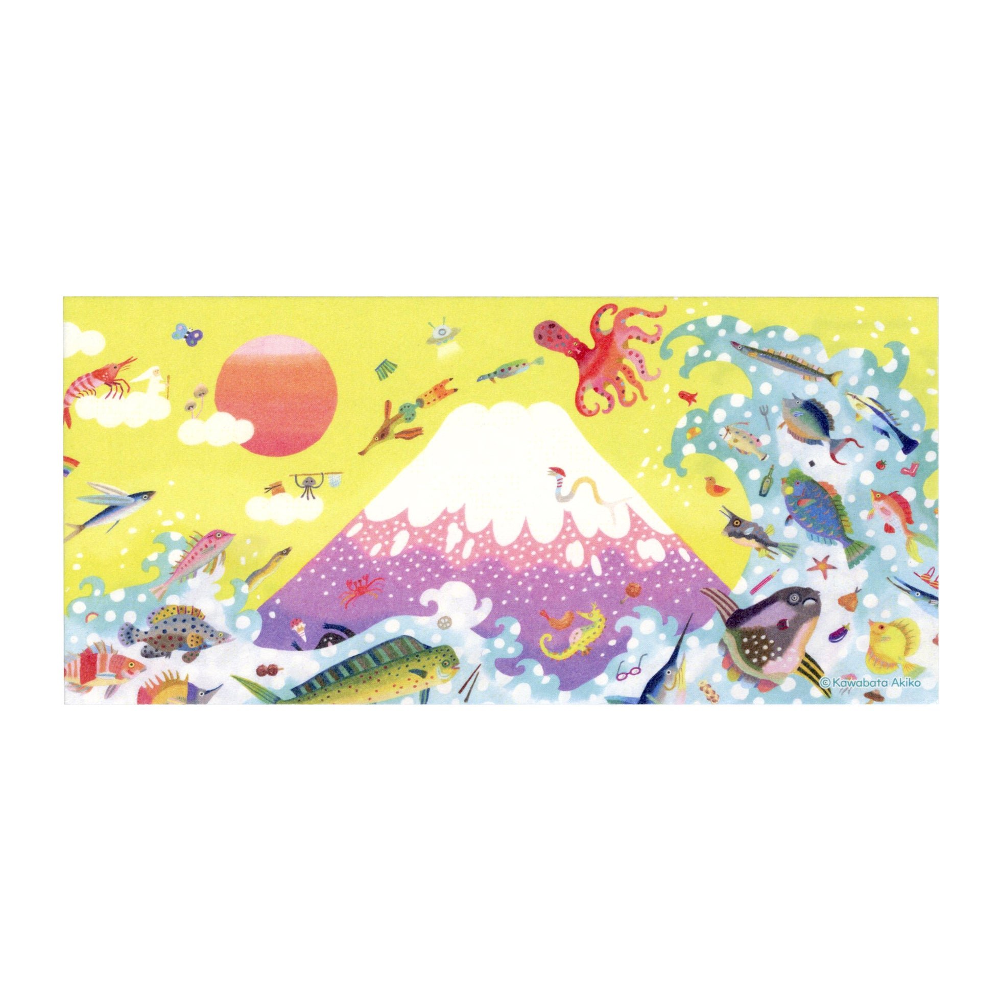 和紙一筆箋 波乗り富士山