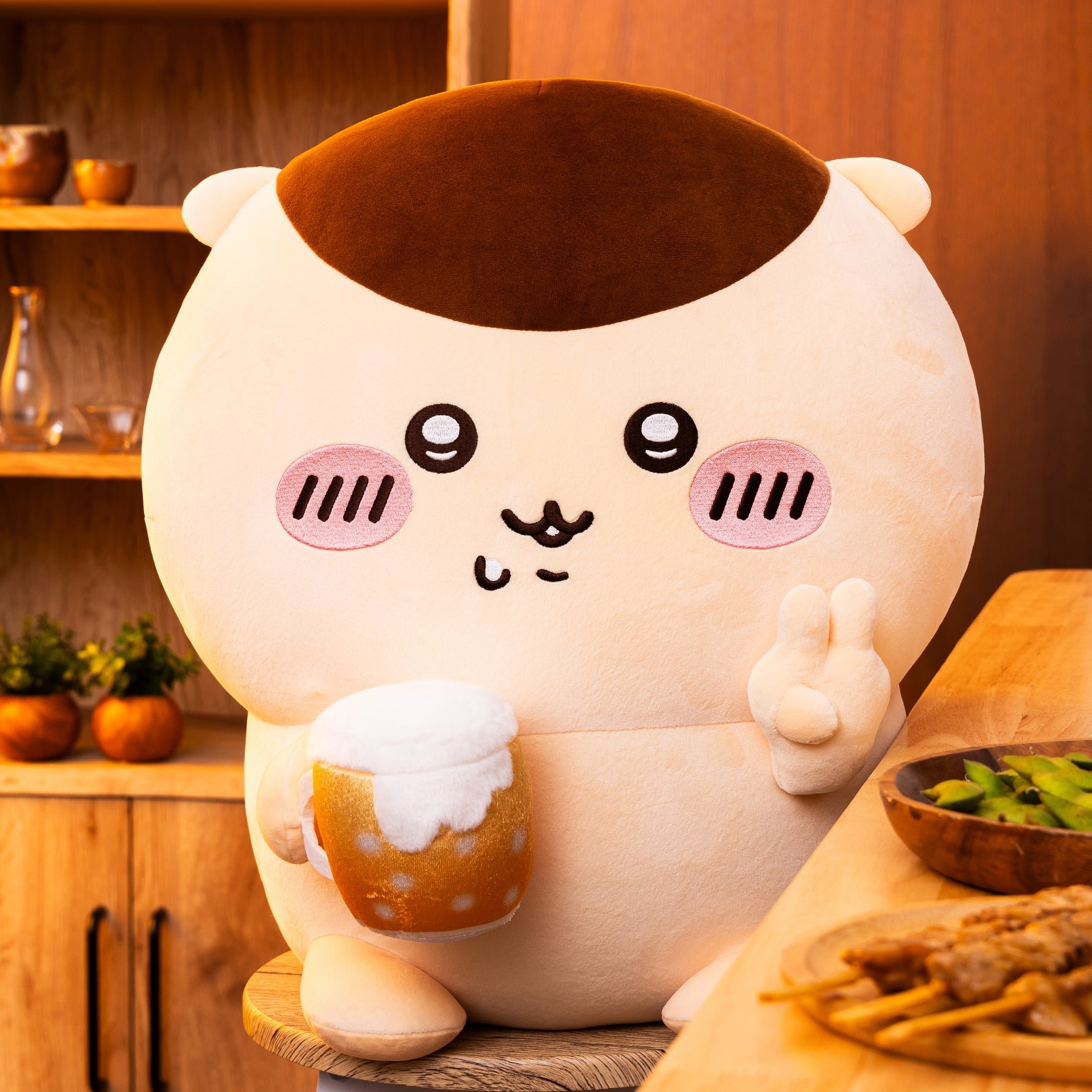 A賞 超BIGぬいぐるみ ビールを片手にピースサイン